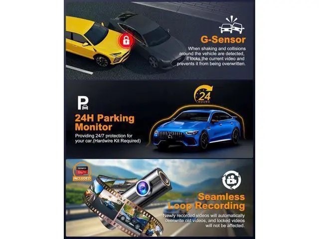 Alt view image 5 of 7 - Dash Cam Front and Rear 4K, Built-in 5GHz WiFi with CPL, Dual Dashcams for Cars with 64GB Card, 24H Parking Mode, WDR, Ultra HD Night Vision, G-Sensor, Loop Recording, App Control, Support 256GB Max