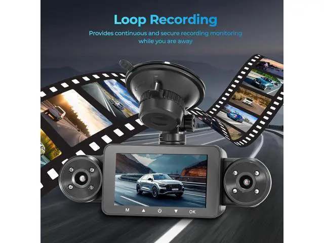 Alt view image 5 of 7 - 4 Channel Dash Cam 360° View, Include Front & Rear Left Right Camera Support 4 Way Recording, 32GB Card, 3 IPS Screen/Night Vision/WDR/24H Parking/G-Sensor2G/4G/8G / 3 Split Screen (4 Channel)