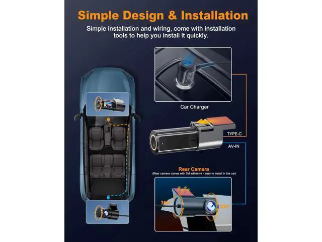 Alt view image 6 of 7 - Dash Cam Front and Rear 4K, Built-in 5GHz WiFi with CPL, Dual Dashcams for Cars with 64GB Card, 24H Parking Mode, WDR, Ultra HD Night Vision, G-Sensor, Loop Recording, App Control, Support 256GB Max