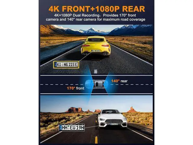 Alt view image 4 of 7 - Dash Cam Front and Rear 4K, Built-in 5GHz WiFi with CPL, Dual Dashcams for Cars with 64GB Card, 24H Parking Mode, WDR, Ultra HD Night Vision, G-Sensor, Loop Recording, App Control, Support 256GB Max