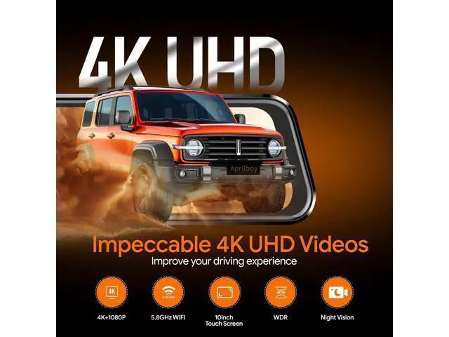 Alt view image 2 of 7 - 3 Channel Mirror Dash Camera for Cars, Triple Rear View Mirror with Front 4K/3K, Inside and Rear 1080P with WiFi, G-Sensor, Night Vision, Reverse Assist, Parking Monitoring (Include 64GB Card)