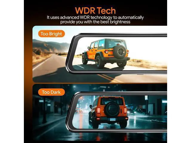 Alt view image 3 of 7 - 3 Channel Mirror Dash Camera for Cars, Triple Rear View Mirror with Front 4K/3K, Inside and Rear 1080P with WiFi, G-Sensor, Night Vision, Reverse Assist, Parking Monitoring (Include 64GB Card)