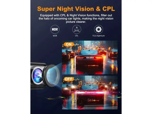 Alt view image 7 of 7 - Dash Cam Front and Rear 4K, Built-in 5GHz WiFi with CPL, Dual Dashcams for Cars with 64GB Card, 24H Parking Mode, WDR, Ultra HD Night Vision, G-Sensor, Loop Recording, App Control, Support 256GB Max
