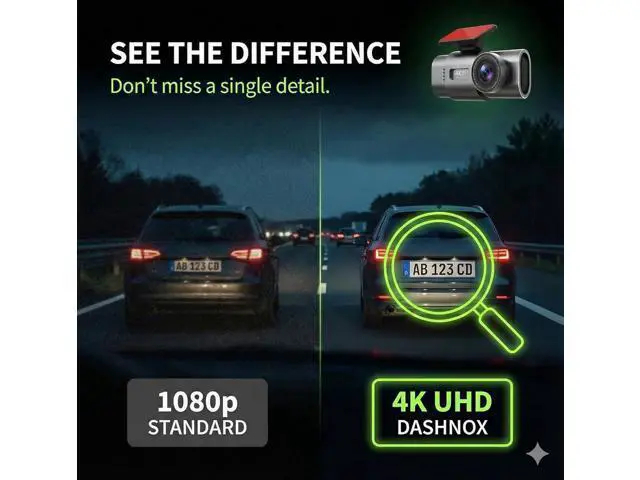 Alt view image 5 of 6 - eCam 2-in-1 Dual Dash Cam with IR Night Vision & Car Plug - Full HD 4K UHD Front & Rear, Video Loop, Easy Installation, up to 128GB SD Card (not Included)