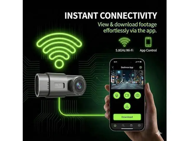 Alt view image 4 of 6 - eCam 2-in-1 Dual Dash Cam with IR Night Vision & Car Plug - Full HD 4K UHD Front & Rear, Video Loop, Easy Installation, up to 128GB SD Card (not Included)