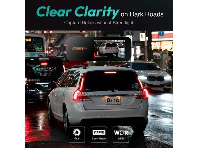 Alt view image 4 of 7 - BOTSLAB 4K Dash Cam Front and Rear, 170° Ultra Wide 4K+2K Dashcam with ADAS, Night Vision, 24/7 Parking Mode, Sony STARVIS Sensor, WDR, Free 64GB SD Card, 5.8GHz WiFi, Built-in GPS, Loop Recording