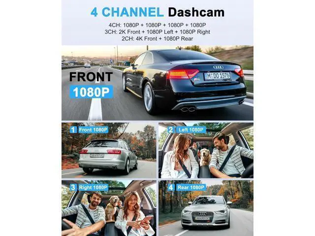 Alt view image 2 of 7 - Dash Cam 4 Channels 360° Front Rear Inside DashCam, 4K Full HD Car Camera with 128G Card, Built-in Wi-Fi GPS, 3.18 IPS Screen, WDR Night Vision, 24H Parking Mode (Z700)