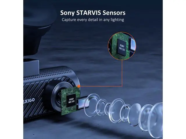 Alt view image 4 of 7 - NexiGo 3 Channel Dash Cam with Rotatable Interior/Front Camera, Sony_Sensors, Front and Rear with Cabin, 4K/2K-1440P+1080P+1080P, Super Night Vision, 24H Parking Mode, GPS, WiFi, 128G SD Card Included