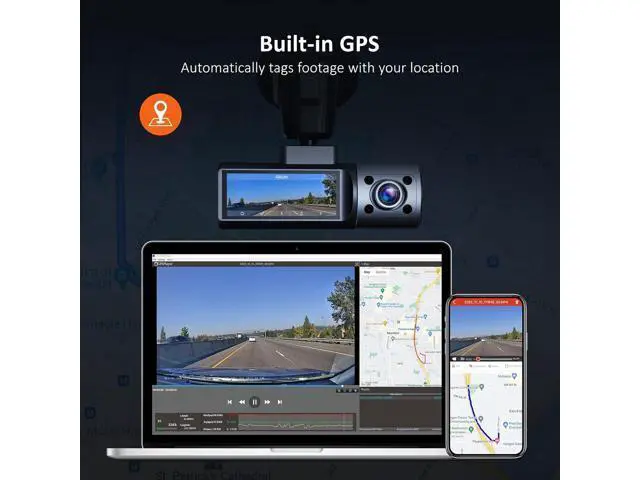 Alt view image 7 of 7 - NexiGo 3 Channel Dash Cam with Rotatable Interior/Front Camera, Sony_Sensors, Front and Rear with Cabin, 4K/2K-1440P+1080P+1080P, Super Night Vision, 24H Parking Mode, GPS, WiFi, 128G SD Card Included