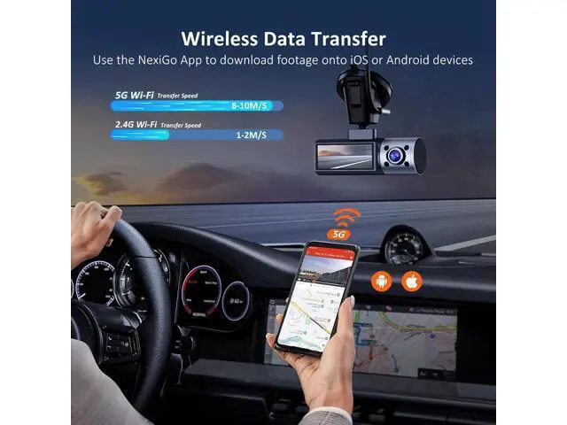 Alt view image 6 of 7 - NexiGo 3 Channel Dash Cam with Rotatable Interior/Front Camera, Sony_Sensors, Front and Rear with Cabin, 4K/2K-1440P+1080P+1080P, Super Night Vision, 24H Parking Mode, GPS, WiFi, 128G SD Card Included