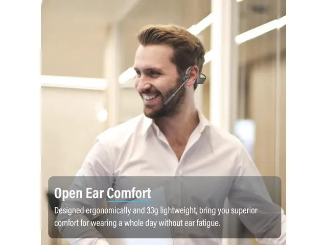Alt view image 2 of 7 - SANOTO Bone Conduction Headphones with Mic, Bluetooth Headset with Microphone Noise Canceling & Mute, Wireless Headset with Sponge Microphone Windscreen, Open Ear Headphones for Work Driving Call