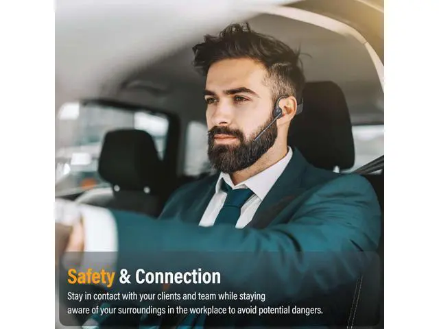 Alt view image 5 of 7 - SANOTO Bone Conduction Headphones with Mic, Bluetooth Headset with Microphone Noise Canceling & Mute, Wireless Headset with Sponge Microphone Windscreen, Open Ear Headphones for Work Driving Call