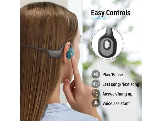 Alt view image 7 of 7 - SANOTO Bone Conduction Headphones with Mic, Bluetooth Headset with Microphone Noise Canceling & Mute, Wireless Headset with Sponge Microphone Windscreen, Open Ear Headphones for Work Driving Call