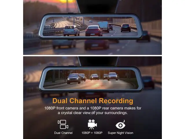 Alt view image 3 of 7 - M2 Smart BSD ADAS Dual Mirror Dash Cam 1080p (Front+Rear) w/GPS 12 IPS Touch Screen, Stream Media, Parking Mode, Night Vision, Blind Spot Detection & Backup Camera - Car, Pickup Truck, Tax