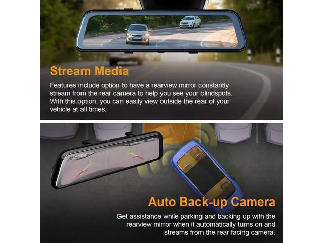 Alt view image 4 of 7 - M2 Smart BSD ADAS Dual Mirror Dash Cam 1080p (Front+Rear) w/GPS 12 IPS Touch Screen, Stream Media, Parking Mode, Night Vision, Blind Spot Detection & Backup Camera - Car, Pickup Truck, Tax