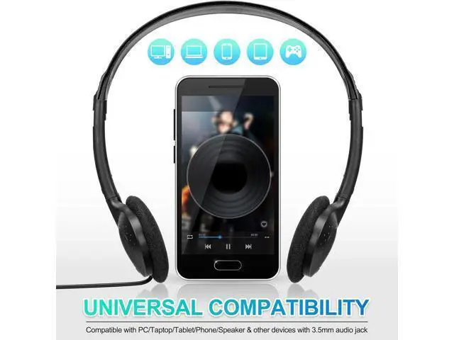 Alt view image 4 of 6 - Frienda 48 Pack Classroom Headphones on Ear Wired Stereo Headset with 3.5mm Jack, Over The Head Student Earphone Set for Kids Adults School Library Airplane Computer Laptop, No Microphone (Black)