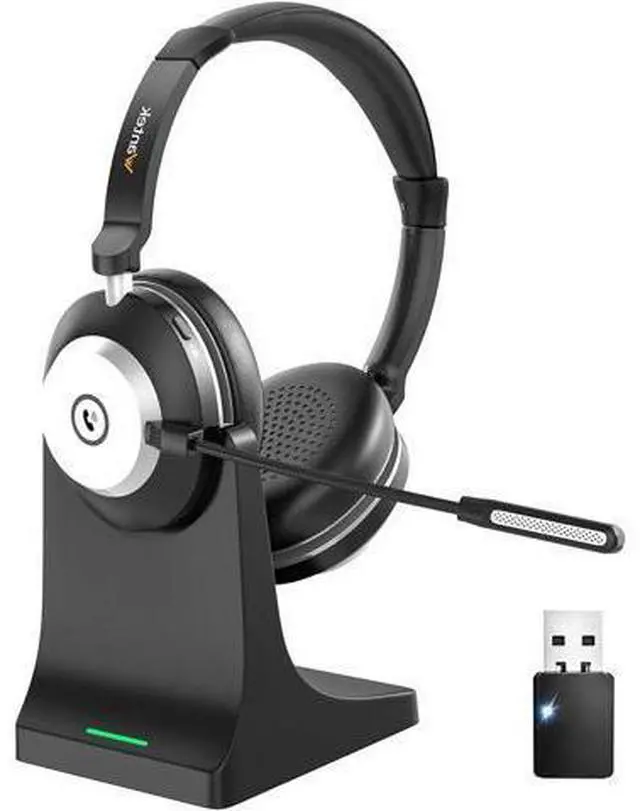 Main image of Wireless Headset with Mic for Work, Bluetooth Headset with Microphone (Noise Cancelling & Mute Button), Wireless Headphones with Mic for Work from Home/Office/PC/Call Center/Computer/Laptop/Teams/Zoom