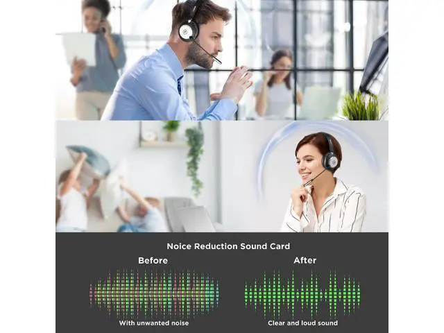 Alt view image 2 of 6 - Wireless Headset with Mic for Work, Bluetooth Headset with Microphone (Noise Cancelling & Mute Button), Wireless Headphones with Mic for Work from Home/Office/PC/Call Center/Computer/Laptop/Teams/Zoom