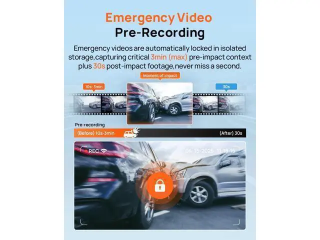 Alt view image 6 of 7 - 70mai 4K Dash Cam Front and Rear, Built in Wi-Fi 6 & GPS Car Camera, Super Night Vision, ADAS, 3'' IPS Screen, 24H Parking Mode, Time-Lapse, Loop Recording, with 128GB Card (A800SE)