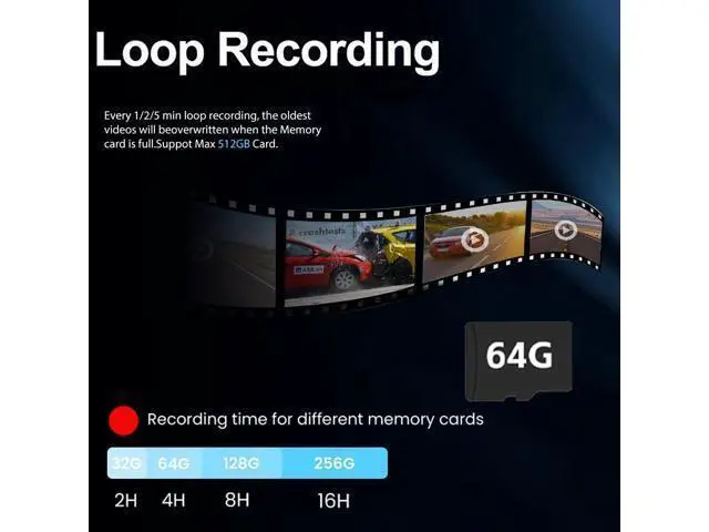 Alt view image 6 of 7 - Mirror Dual Dash Camera for Car, Dashcam 4K Front 2.5K IMX335 Rear View/ADAS BSD LCA Wi-Fi&APP WDR Night Vision G-Sensor Loop Recording Parking Monitor 64GB Card