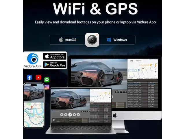 Alt view image 5 of 7 - Mirror Dual Dash Camera for Car, Dashcam 4K Front 2.5K IMX335 Rear View/ADAS BSD LCA Wi-Fi&APP WDR Night Vision G-Sensor Loop Recording Parking Monitor 64GB Card