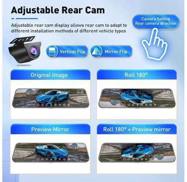 Alt view image 7 of 7 - Mirror Dual Dash Camera for Car, Dashcam 4K Front 2.5K IMX335 Rear View/ADAS BSD LCA Wi-Fi&APP WDR Night Vision G-Sensor Loop Recording Parking Monitor 64GB Card