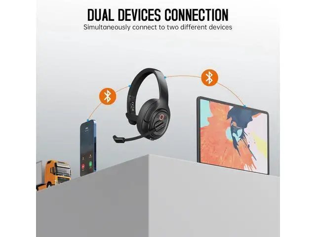 Alt view image 5 of 7 - EKSA [Upgrated Trucker Bluetooth Headset with ENC Microphone, 99ft Wireless Range & 30H Talk Time, with Replaceable Ear Pad, Environmental Noise Cancelling Headphones All-Day Comfort for Drivers