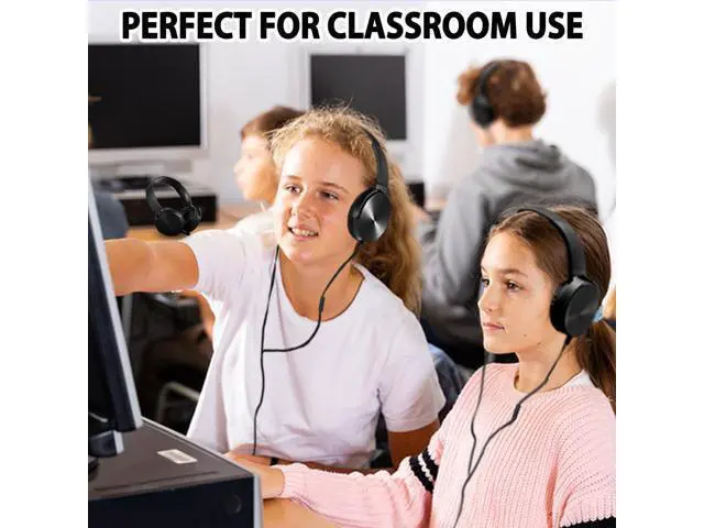 Alt view image 5 of 7 - Bulk Headphones with Microphone 10 Pack for Classroom Kids, Wholesale Heavy Duty Wire Headsets with Mic Class Set for School Students Teen Children(HY450, Black)