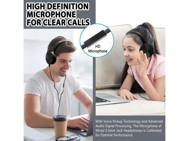 Alt view image 4 of 7 - Bulk Headphones with Microphone 10 Pack for Classroom Kids, Wholesale Heavy Duty Wire Headsets with Mic Class Set for School Students Teen Children(HY450, Black)