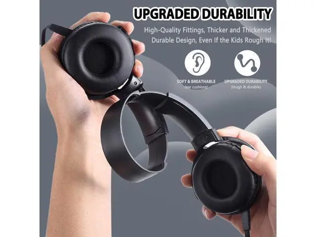 Alt view image 3 of 7 - Bulk Headphones with Microphone 10 Pack for Classroom Kids, Wholesale Heavy Duty Wire Headsets with Mic Class Set for School Students Teen Children(HY450, Black)