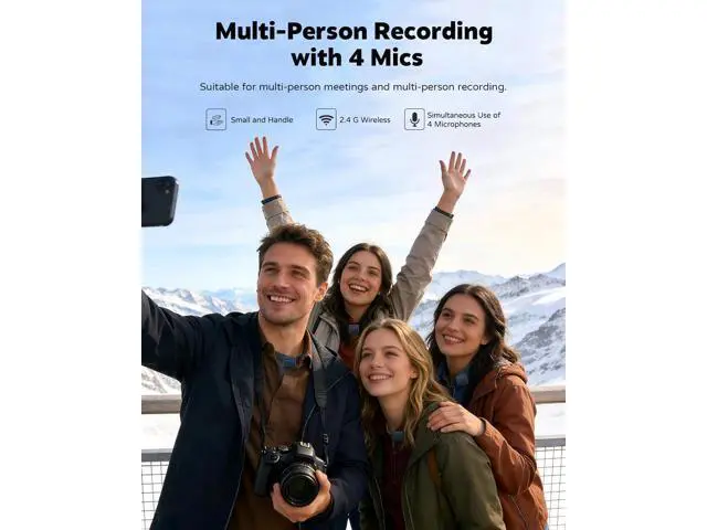 Alt view image 3 of 7 - 3-in-1 Wireless Lavalier Microphone for iPhone, Android, Cameras - Mini Microphone with Noise Reduction, 328FT Transmission and 40H Battery Life, 4 Mic for Video Recording, TikTok and YouTube
