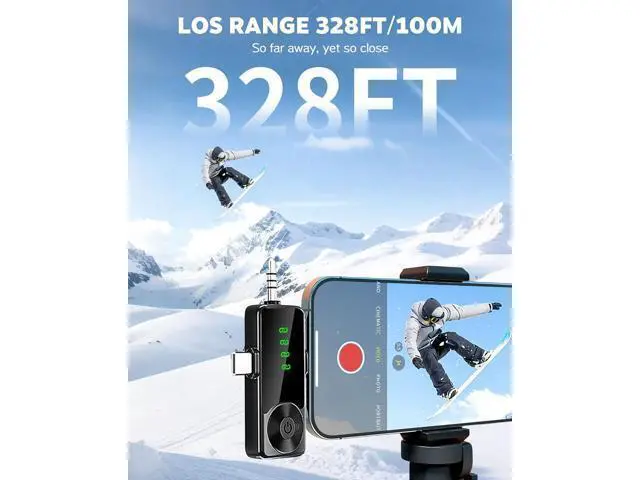 Alt view image 6 of 7 - 3-in-1 Wireless Lavalier Microphone for iPhone, Android, Cameras - Mini Microphone with Noise Reduction, 328FT Transmission and 40H Battery Life, 4 Mic for Video Recording, TikTok and YouTube