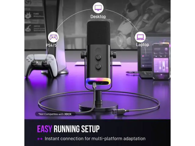 Alt view image 7 of 7 - FIFINE USB/XLR Dynamic Microphone for Podcast Recording, PC Computer Gaming Streaming Mic with RGB Light, Mute Button, Headphones Jack, Desktop Stand, Vocal Mic for Singing YouTube-AmpliGame AM8