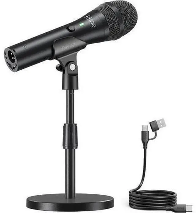 Main image of FIFINE USB/XLR Dynamic Microphone for Podcast Recording, Studio Handheld Mic Set with Desktop Stand for Vocal, Voice Over, Streaming, Black-AmpliTank TANK2