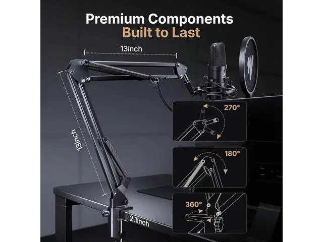 Alt view image 7 of 7 - USB Microphone, MAONO 192KHZ/24Bit Plug & Play PC Computer Podcast Condenser Cardioid Metal Mic Kit with Professional Sound Chipset for Recording, Gaming, Singing, YouTube (AU-A04)