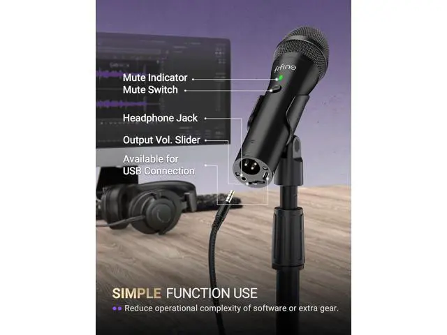 Alt view image 4 of 7 - FIFINE USB/XLR Dynamic Microphone for Podcast Recording, Studio Handheld Mic Set with Desktop Stand for Vocal, Voice Over, Streaming, Black-AmpliTank TANK2