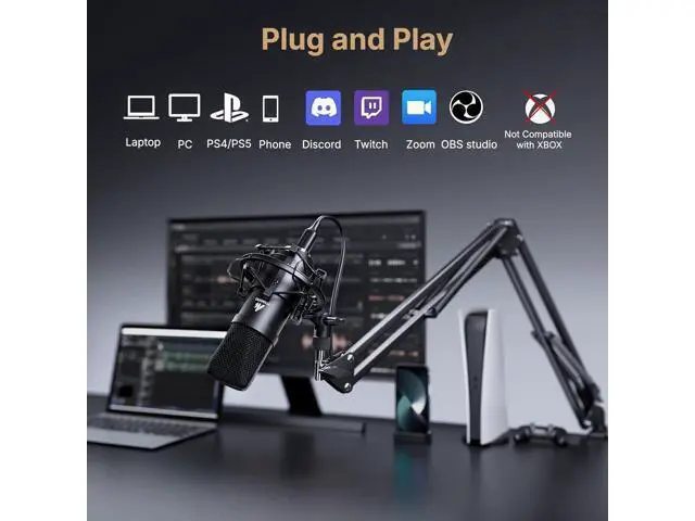 Alt view image 5 of 7 - USB Microphone, MAONO 192KHZ/24Bit Plug & Play PC Computer Podcast Condenser Cardioid Metal Mic Kit with Professional Sound Chipset for Recording, Gaming, Singing, YouTube (AU-A04)