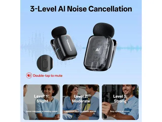 Alt view image 3 of 7 - Mini Wireless Lavalier Microphone for iPhone ipad Android, Noise Reduction and Mute, 33h Charging Case, AI Voice Changer, 131FT Range, Mini Lapel Mic for Video Recording, Vlogging, YouTube