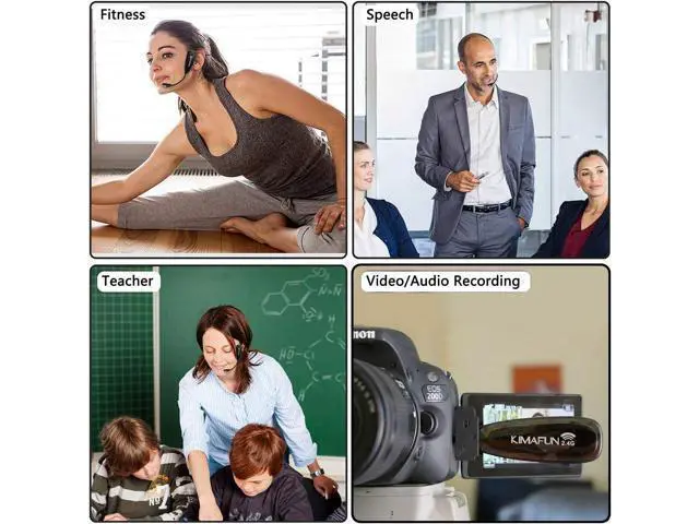 Alt view image 7 of 7 - KIMAFUN Headset Wireless Microphone System, No Need Bluetooth, Waterproof Head Mic for Fitness Instructor, Teaching Online, Yoga Classroom, Spinning Coach, Speaker, iPhone, Android Phone, G100-1