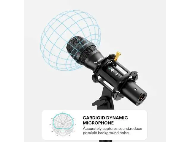 Alt view image 6 of 7 - MAONO USB/XLR Podcast Dynamic Microphone, Studio Mic Kit with Volume Control, Shock Mount, Pop Filter, Ideal for Vocal, Instruments Recording, Voice Over, Live Streaming (HD300T)
