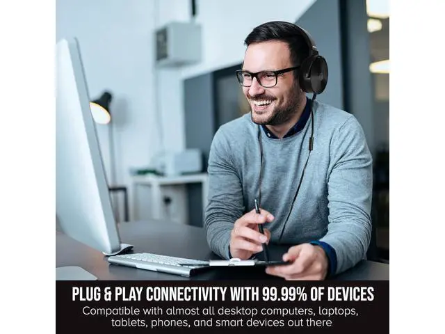 Alt view image 5 of 7 - Classroom Headphones-Bulk 10-Pack, Student On Ear Comfy Swivel Earphones for Library, School, Airplane, Kids-for Online Learning and Travel, HQ Stereo Sound 3.5mm Jack (Black with Microphone)