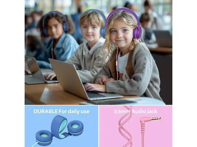 Alt view image 2 of 7 - AILIHEN Kids Headphones Bulk 10-Pack for K-12 School Classroom, On-Ear Wired Headset with Microphone for Students Children with 93dB Volume Limited, 3.5mm Jack for Chromebooks Tablets Laptop Computer