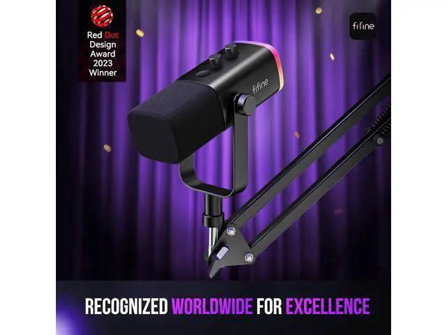 Alt view image 2 of 7 - FIFINE XLR/USB Gaming Microphone Set, Dynamic PC Mic for Streaming Podcasting, Computer RGB Mic Kit with Boom Arm Stand, Mute Button, Headphones Jack, for Recording Vocal Voice-Over-AmpliGame AM8T