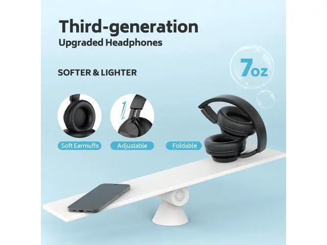 Alt view image 2 of 6 - AILIHEN Headphones Wired 12-Pack Bulk for School Students Kids K-12 ClassroomAdjustable, Foldable, Over-Ear Headsets with Microphone HD Stereo Sound 3.5mm Jack for Chromebook, Laptop (Black)