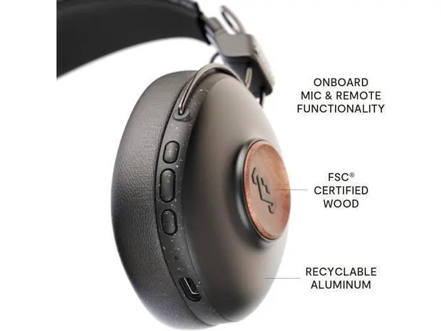 Alt view image 3 of 4 - House of Marley Positive Vibration Frequency: Over-Ear Wireless Headphones with Microphone, Wireless Bluetooth Connectivity, 34 Hours of Playtime and Quick Charge Technology, Signature Black