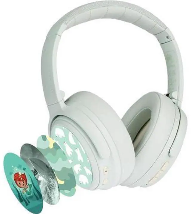 Main image of BuddyPhones Cosmos Fun | Wired or Wireless Foldable ANC Bluetooth Headphones + Microphone - SafeAudio Volume-Limiting Options, for Toddlers to Young Adults (Green)