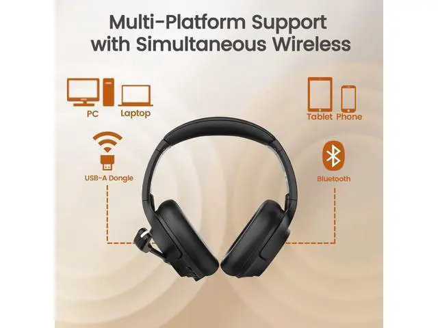 Alt view image 3 of 7 - EKSA Wireless Headset with Mic for Work, Bluetooth 5.0 Headset with AI-Powered Noise Cancelling Microphone - Bluetooth Wireless Headphones with Mic for Work/PC/Laptop/Computer/Office/Zoom