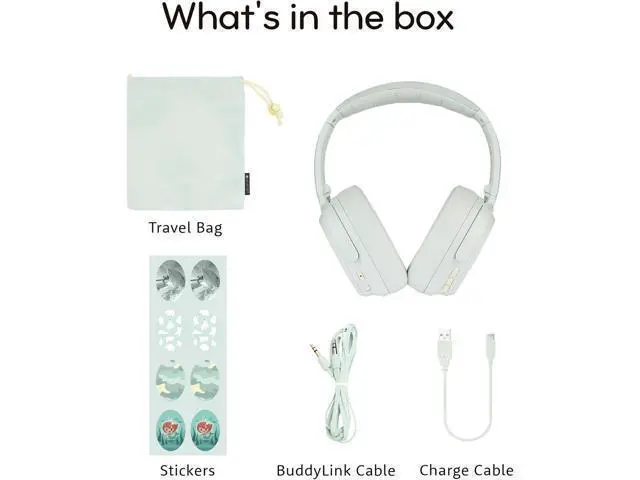 Alt view image 6 of 7 - BuddyPhones Cosmos Fun | Wired or Wireless Foldable ANC Bluetooth Headphones + Microphone - SafeAudio Volume-Limiting Options, for Toddlers to Young Adults (Green)