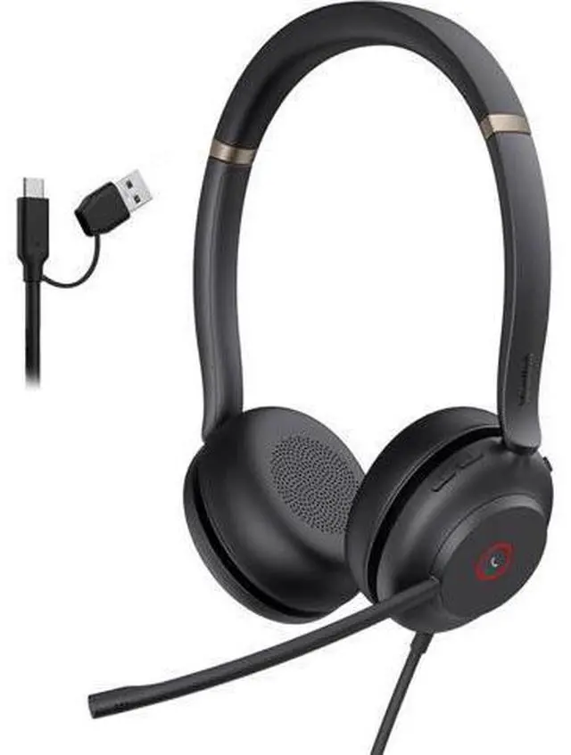 Main image of Yealink UH37 USB Headset with Mic,Wired Headset with Noise Cancelling Microphone for Computer PC Laptop VoIP Phone,USB-C/A Cable,Works with Zoom and Other Leading UC Platforms