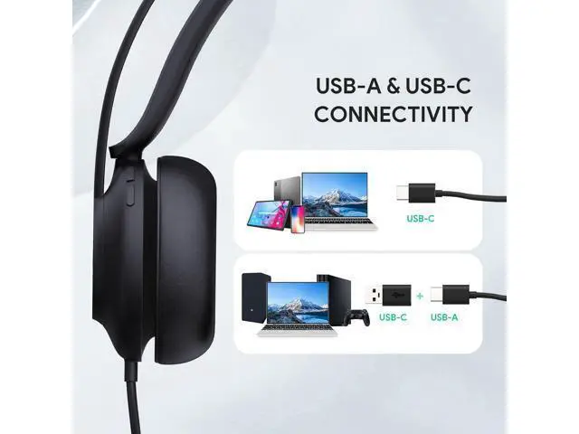 Alt view image 5 of 6 - Yealink UH37 USB Headset with Mic,Wired Headset with Noise Cancelling Microphone for Computer PC Laptop VoIP Phone,USB-C/A Cable,Works with Zoom and Other Leading UC Platforms